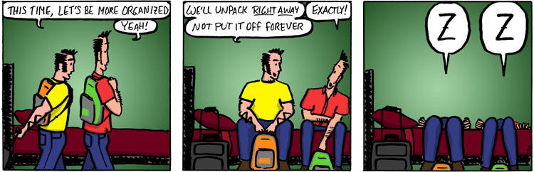 Finn and Charlie unpack